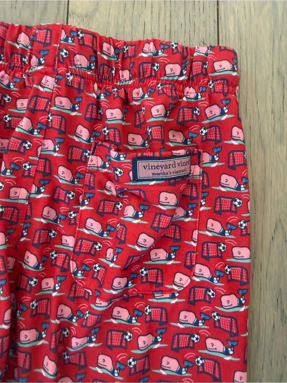 Kids vineyard vines Red Pajama Pants - rare soccer Printed Sleepwear medium